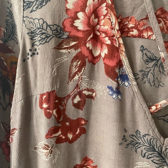 Free People Heartbeat Floral Tunic | Taupe & Brown Boho Sleeveless Top | XS - Picture 4 of 8